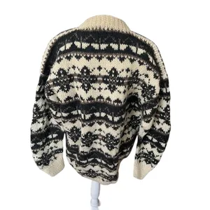 Vintage Nepal 100% Wool Fair Isle Hand Knit Cardigan Sweater L thumbnail 5