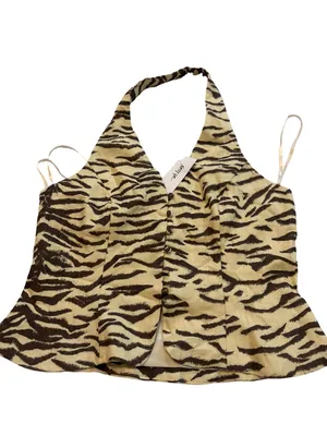 Nasty Gal Cream and Brown Zebra-Print Halter thumbnail 3