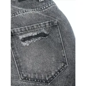 Free People We The Free Size 26 Short Denim Skirt Black‎ Distressed Boho thumbnail 3