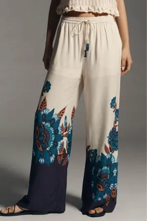 Farm Rio Martina Printed Pull-on Wide-Leg Pants, Size M thumbnail 1