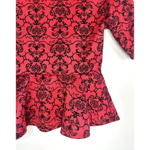 Ultraflirt Red Black Damask Peplum Top Women's Size M‎ Y2K Pinup Whimsigoth thumbnail 11