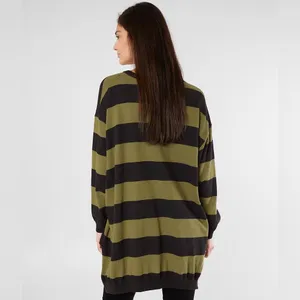 Free People Surfin On Your Stripes Sweater Top High Low Oversized Moss Size XS/S thumbnail 3