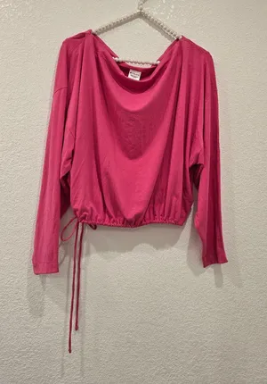 Athleta Off The Shoulder Long Sleeve Top Pink S thumbnail 1