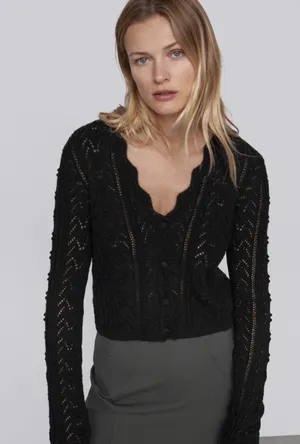 ZARA Black Knit Cardigan Top Jacket thumbnail 1