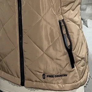 Puffer Vest Tan Reversible Frosted Sherpa Zip Ski Jacket Womens S Free Country thumbnail 9