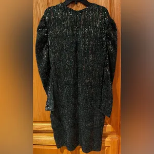 ZARA Sequin Puff Long Sleeve Special Limited Edition Emerald Green &‎ Gold Dress thumbnail 10