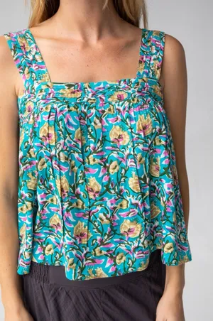 Natural Life Kate Pleated Tank Top Turquoise Small thumbnail 1