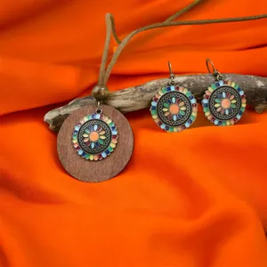 Boho Necklace‎ & Earrings Set Colorful Flower Design Tribal Accessories thumbnail 6