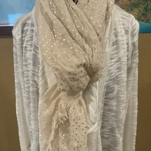 Cream Polka Dot Scarf Silver thumbnail 1