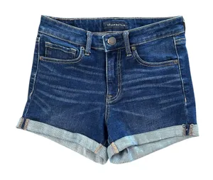 Aeropostale Womens 2 Jean Shorts High Rise Midi Cuffed Denim Dark Wash thumbnail 1