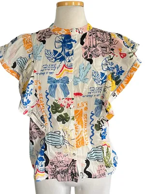 Marc New York cotton flutter-sleeve blouse Size Medium NWT thumbnail 1