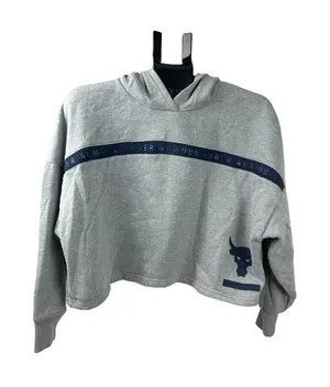 Under Armour Womens Project Rock Taped Fleece Gray S Sweatshirt 1346014-035 thumbnail 1