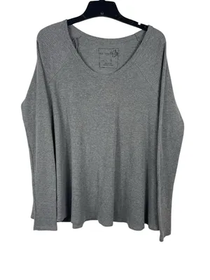 Free People We The Free Waffle Knit Thermal Top Womens L Gray Oversized Slouchy thumbnail 3