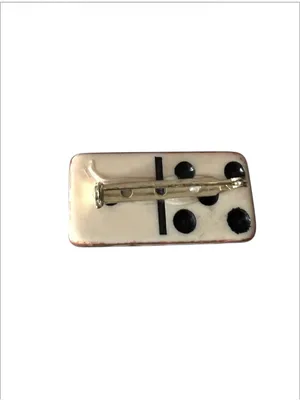 Artisan Crafted Brooch Painted Vintage Domino Jewelry Gift Idea thumbnail 3