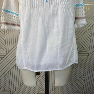Love Sam Abigail Embroidered Peasant Top‎ in White thumbnail 7