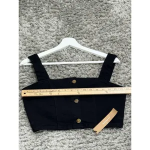 Reformation Chrissy Denim Crop Top Black Women’s Size 8 Button Front Tank NWT thumbnail 9