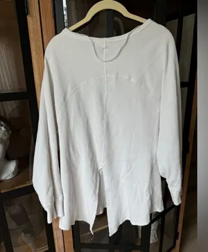 Free People waffle knit oversized top tunic sweater textured loose thermal boat thumbnail 4