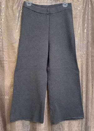 Free People Beach Hailee Gray waffle-Knit Cropped Wide Leg Pants Small thumbnail 1