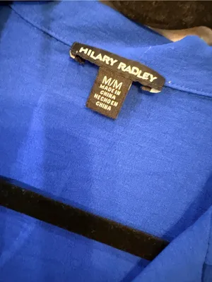 NWOT Hilary Radley Size M Blue Short Sleeve Collared V Neck Tunic Blouse Top thumbnail 9
