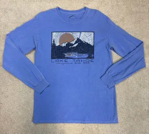 Prairie Mountain Lake Tahoe California Est 1844 Graphic LS T-Shirt Size M thumbnail 1