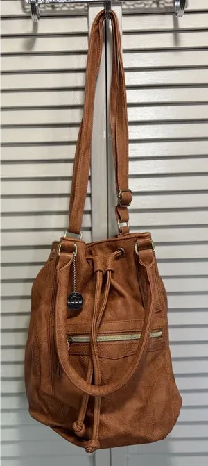LuLu‎ Bucket Bag Orange Logo Double Handle Adj Strap Pockets thumbnail 1