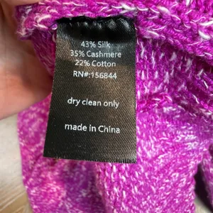 Le Superbe Silk Cashmere Beaded Pocket‎ Cardigan Sweater Fuchsia Space Dye Small thumbnail 8