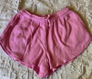 Women's Pink Waffle Knit Lounge Shorts thumbnail 1