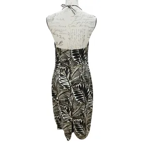 Christian Lacroix Black White Palm Leaf Halter Midi Dress Keyhole Size Small thumbnail 4