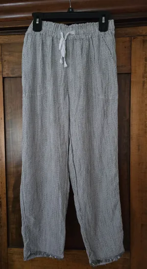 aerie Womens Gray Pinstripe Drawstring Lounge Pants thumbnail 1