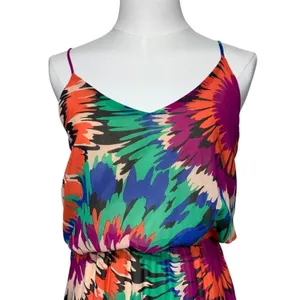 Newbury Kustom Maxi Dress Womens Small‎ Multi Color Floral Racerback D711401 USA thumbnail 2