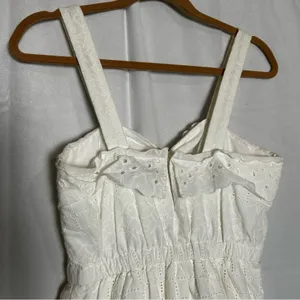 Madewell White Lace Trim Eyelet Midi Dress Sweetheart Neckline 100%‎ Cotton 2 thumbnail 5
