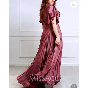 MISSACC Maxi Gown Size‎ 10 Cabernet Pleated Flutter Sleeve Floral Applique NWT thumbnail 12
