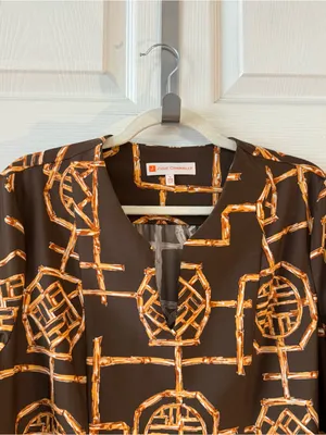 Jude Connally Kerry Bamboo Lattice Brown Jude Cloth Swing Dress Large thumbnail 7