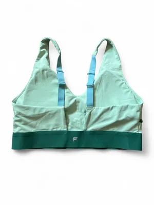 Fabletics All Day Everyday Sports Bra Womens Mint & Dark Green V-Neck Sports Bra thumbnail 5