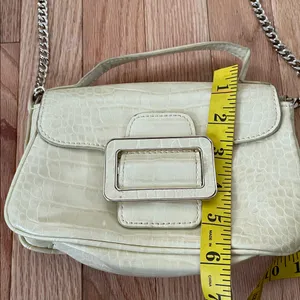Zara Yellow Cream Mini Shoulder Bag Womens Croc Embossed Minimalist thumbnail 5