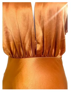 Something Navy Orange Halter Cutout Formal Bridesmaid Wedding Guest Gown Size S thumbnail 6