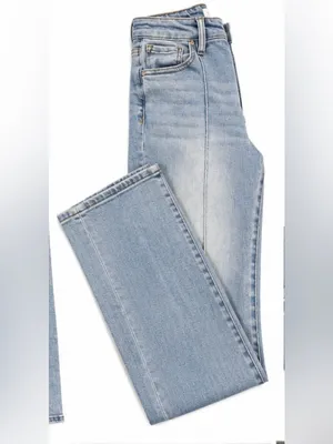 Risen Jeans Light Wash High Rise Straight Leg Front Seam Jeans Size 7/28 thumbnail 3