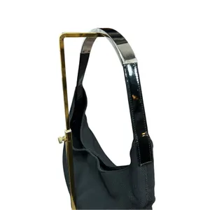 GUCCI Vintage Tom Ford Era Black Canvas Metal Handle Hobo Bag Excellent Cond Y2K thumbnail 6