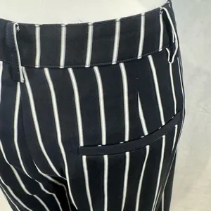 Navy gray and white pinstripe pleated palazzo wide leg trouser pants size large thumbnail 7