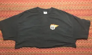 ROUTE 66 BIKER EAGLE MOTORCYCLE CROP TOP CUT OFF TEE thumbnail 3
