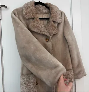 Cream Fur Vintage Long Coat thumbnail 7
