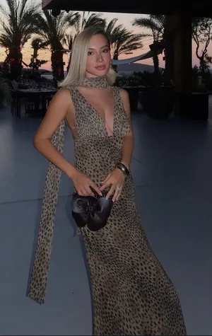Zara Leopard Animal cheetah Print Evening Gown with Scarf maxi dress thumbnail 1