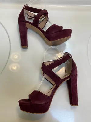 Vince Camuto Women’s Shayla Suede Leather Burgundy Crossover Straps Heels thumbnail 6