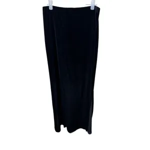 ENT Entrance Vintage Black Velvet Maxi Skirt Side Slit Made in USA Womens Large thumbnail 6