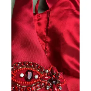 Mac Duggal Red Tiered‎ Ruffle Beaded Waist High Neck Ball Gown Dress Size 8 thumbnail 14