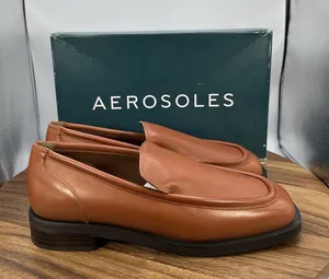 Aerosoles Percy Loafer Slip On Brown Leather Preppy Retro 90s‎ Women's 10.5M thumbnail 1