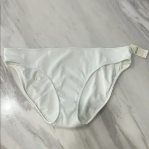 Aerie White Ribbed Bikini Bottoms thumbnail 1