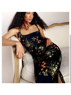 Reformation Besse Dress in Black Floral 6 Womens Midi thumbnail 16