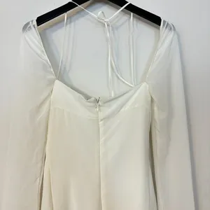 HOUSE OF CB Babydoll Halter Long Sleeve Minidress in Ivory Size X-Small thumbnail 10