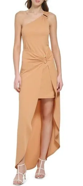 DKNY one shoulder dress in Saddle Tan  thumbnail 1